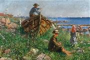 Ferdynand Ruszczyc An archipelago scenery with children oil painting on canvas